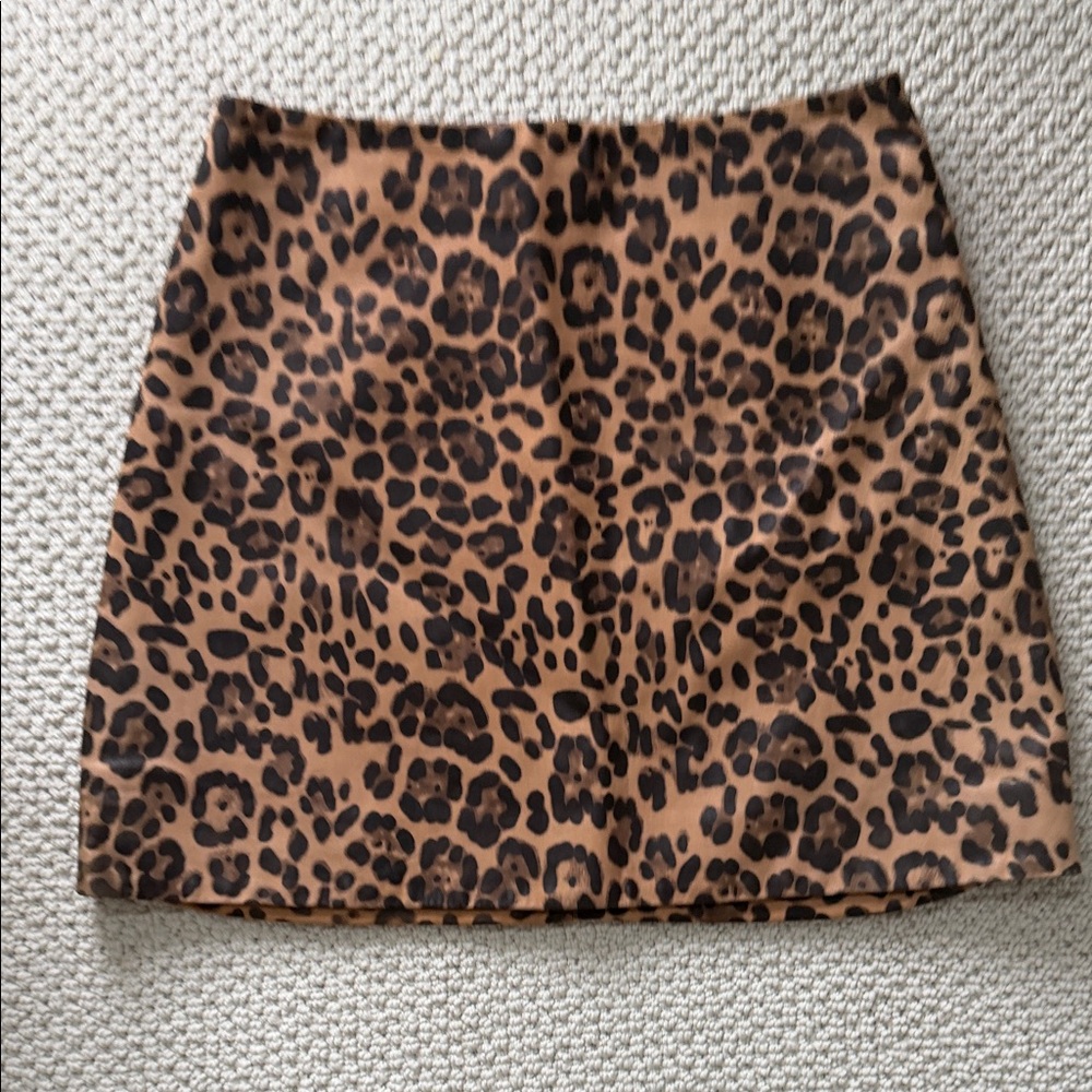LPA Brown and Black Animal Print Mini Skirt - 100% lamb leather